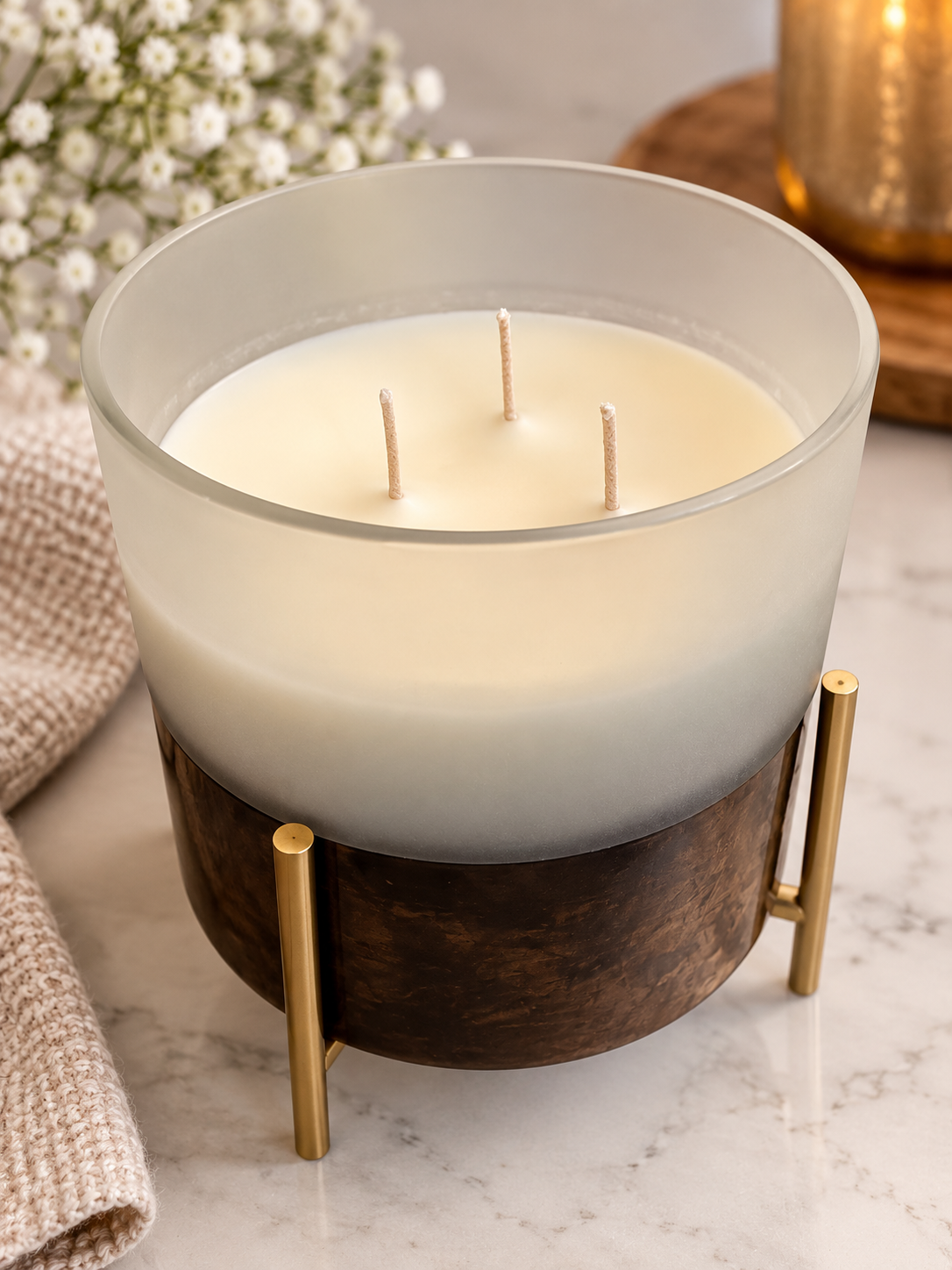 Golden Luxe| Large Luxury 3 Wick Candle